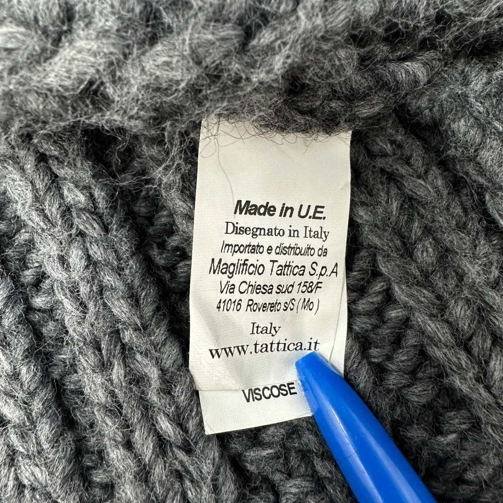 BECOME Brand European Italy Wool Alpaca Gray Chunky Cable‎ Knit Sweater Cardigan